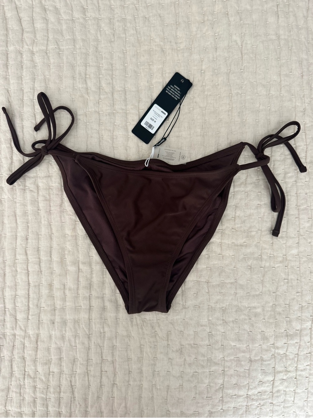 NWT Fashion Nova Chocolate Brown Tie Side Bikini Bottom Size M